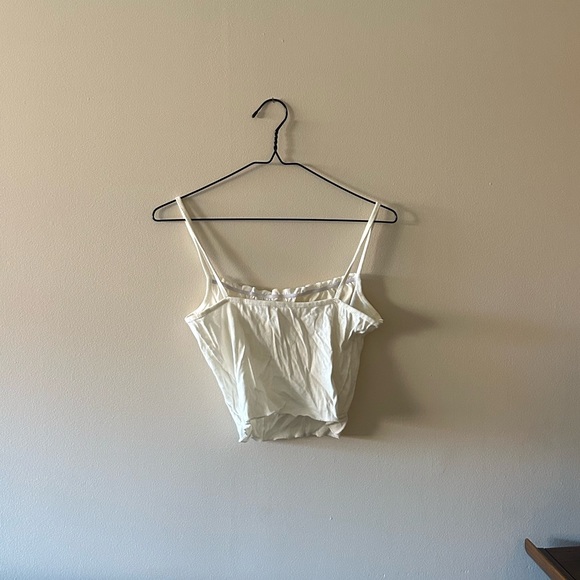 Zaful Cream Ruffle-Trim Spaghetti Strap Cami - Picture 2 of 2